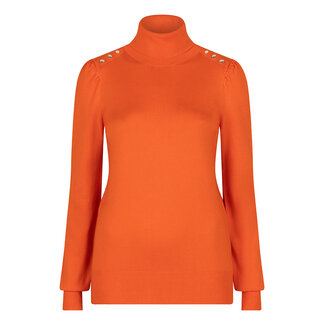 ESQUALO F23.07541 SWEATER FANCY DETAIL SHLDR BASIC KNIT ORANGE 440