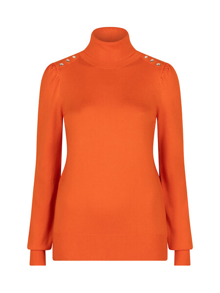 ESQUALO F23.07541 SWEATER FANCY DETAIL SHLDR BASIC KNIT ORANGE 440