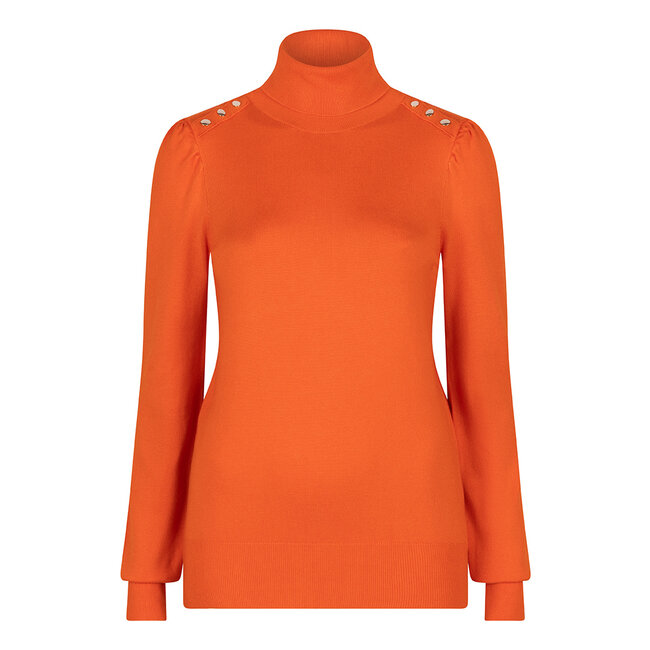 ESQUALO F23.07541 SWEATER FANCY DETAIL SHLDR BASIC KNIT ORANGE 440