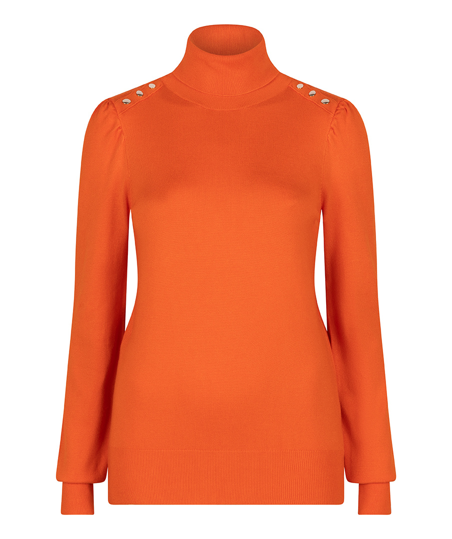 ESQUALO F23.07541 SWEATER FANCY DETAIL SHLDR BASIC KNIT ORANGE 440