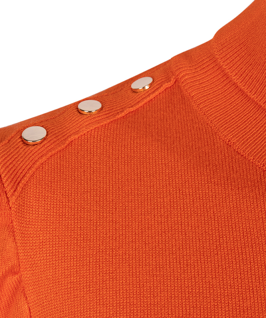 ESQUALO F23.07541 SWEATER FANCY DETAIL SHLDR BASIC KNIT ORANGE 440