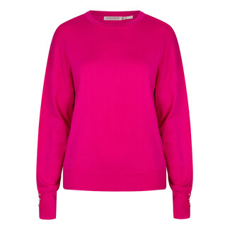 ESQUALO F23.07535 SWEATER BASIC BUTTON SLVE CUFF FUCHSIA 560