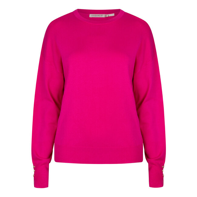 ESQUALO F23.07535 SWEATER BASIC BUTTON SLVE CUFF FUCHSIA 560