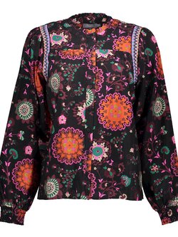 Geisha 33691-20 Blouse black/burgundy/pink combi