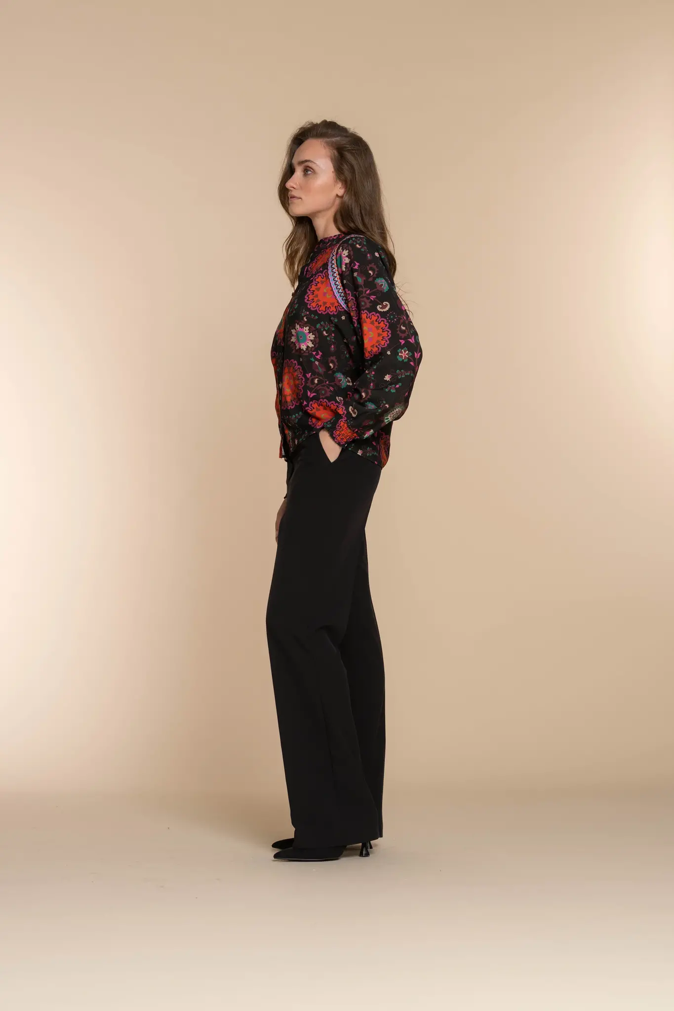 GEISHA 33691-20 Blouse black/burgundy/pink combi