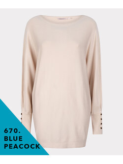 ESQUALO F23.07540 SWEATER BATWING BUTTONED CUFF PEACOCK BLUE