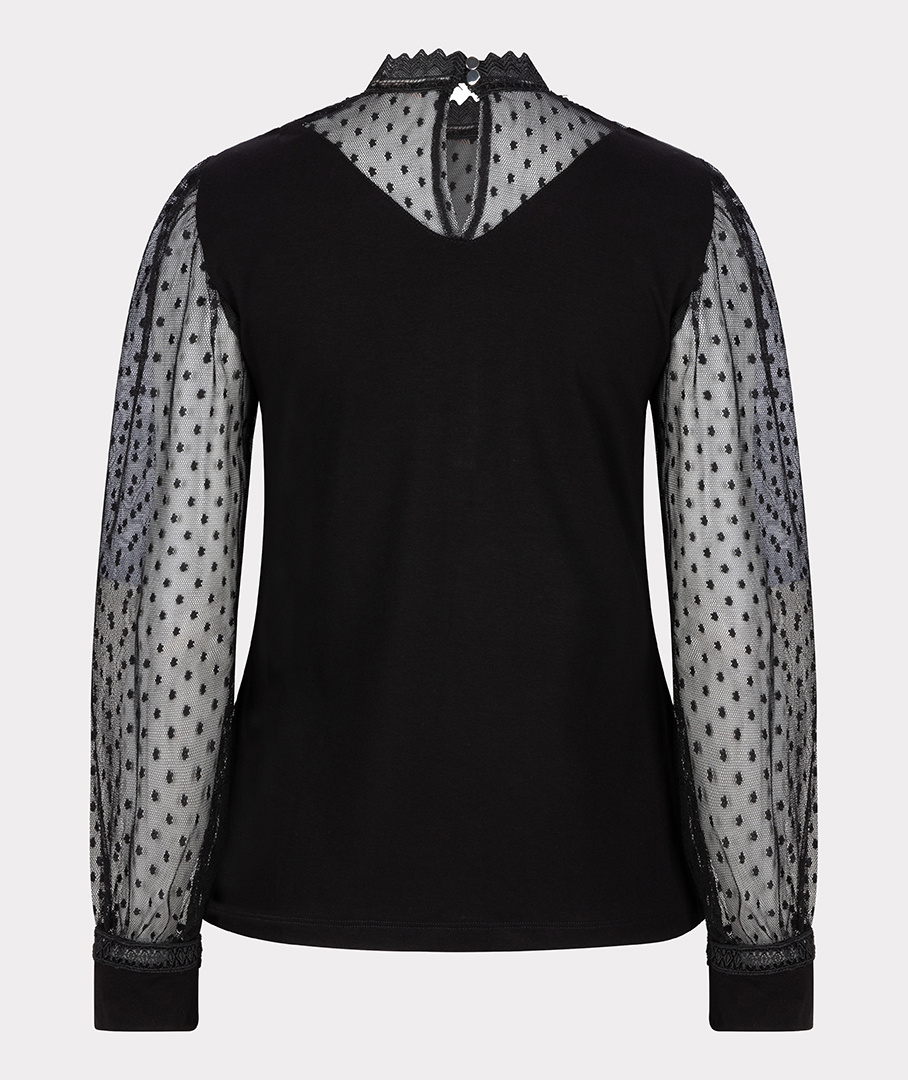 ESQUALO W23.30729 Top mesh v-neck black