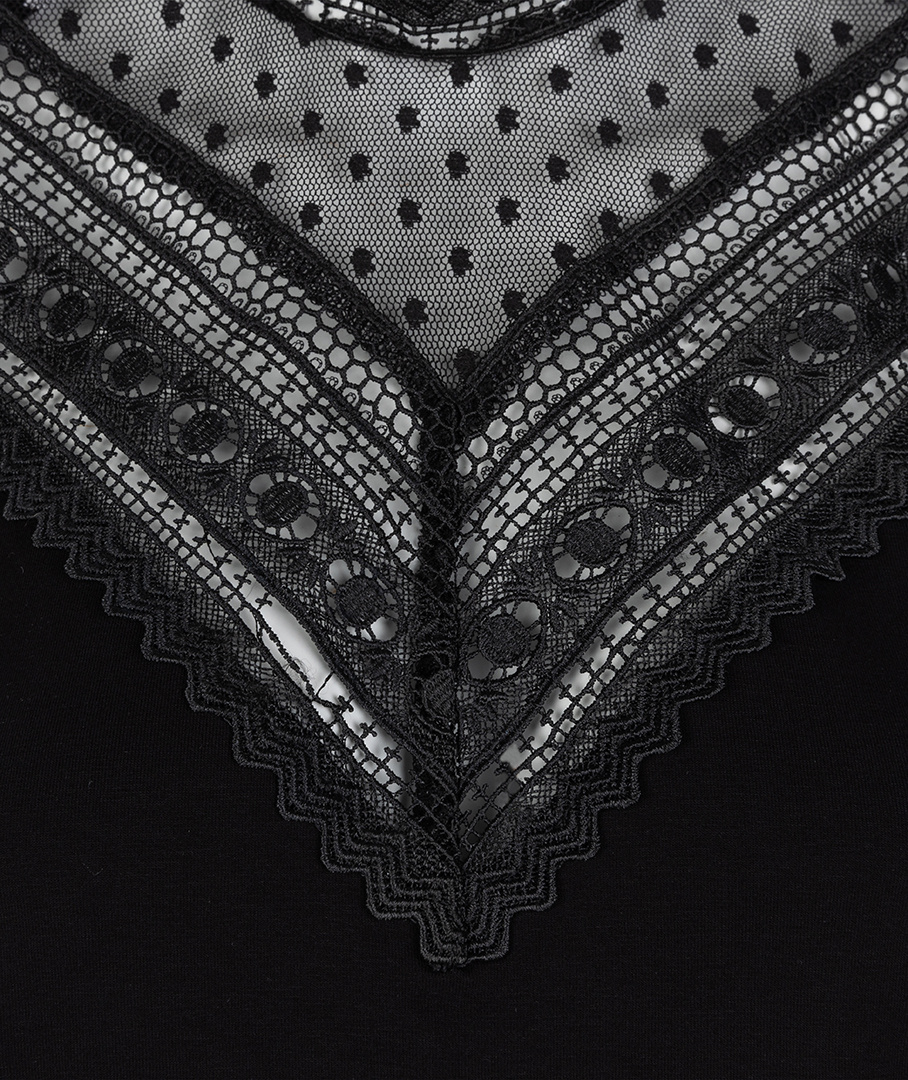 ESQUALO W23.30729 Top mesh v-neck black