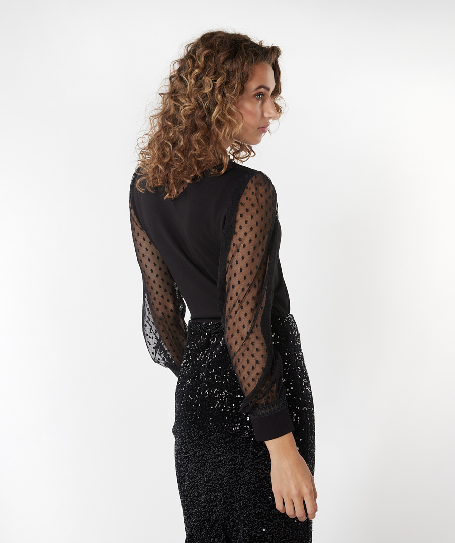 ESQUALO W23.30729 Top mesh v-neck black