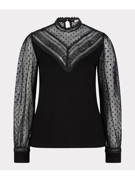 ESQUALO W23.30729 Top mesh v-neck black