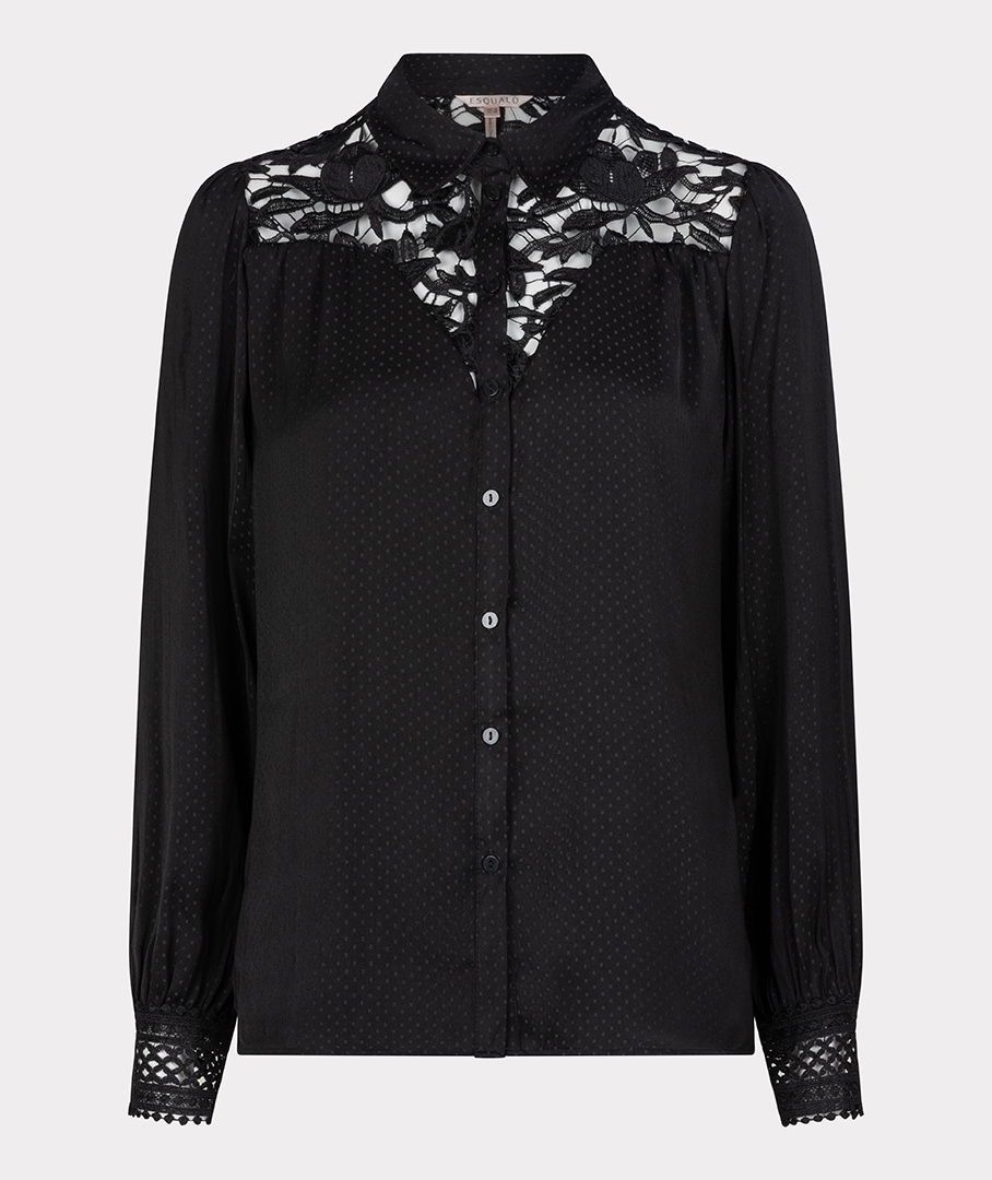 ESQUALO W23.14732 Blouse lace jacquard black