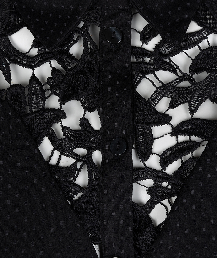 ESQUALO W23.14732 Blouse lace jacquard black