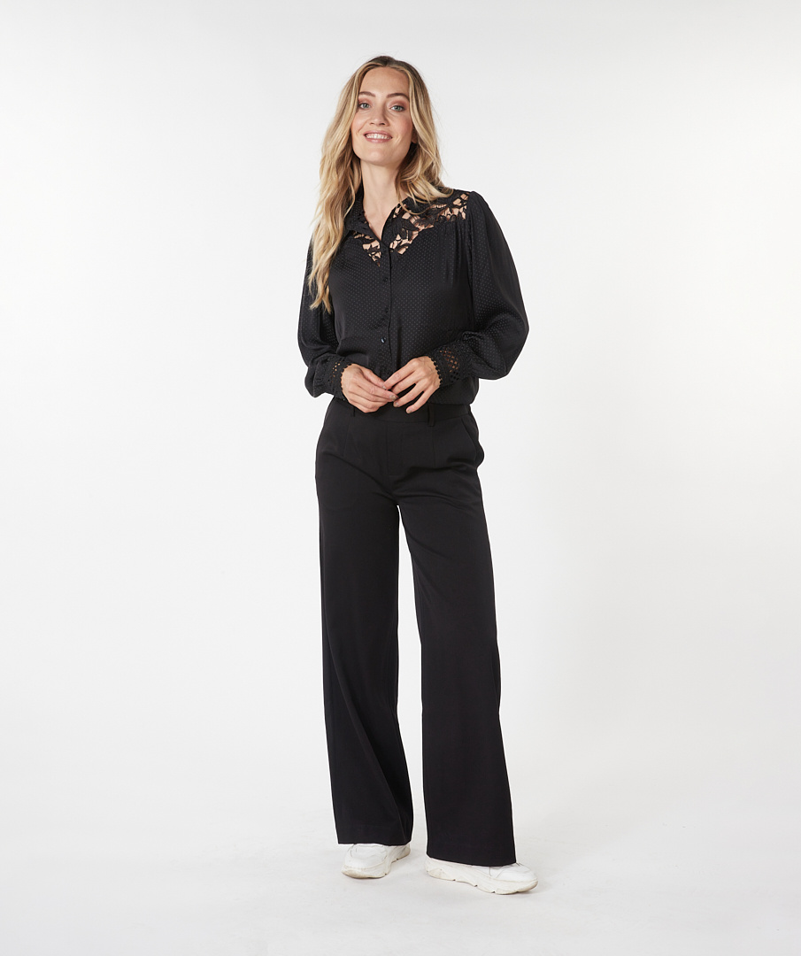 ESQUALO W23.14732 Blouse lace jacquard black