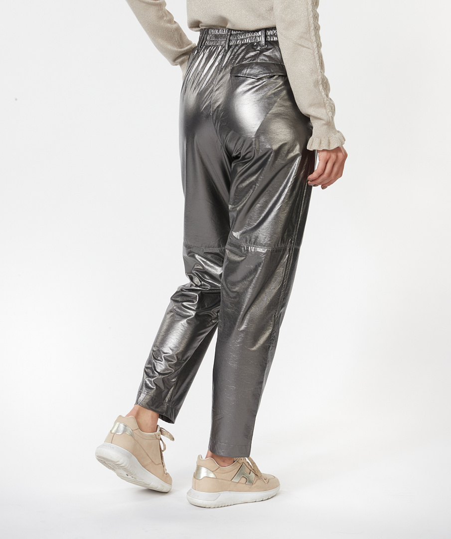 ESQUALO W23.11701 Trousers metallic pu silver