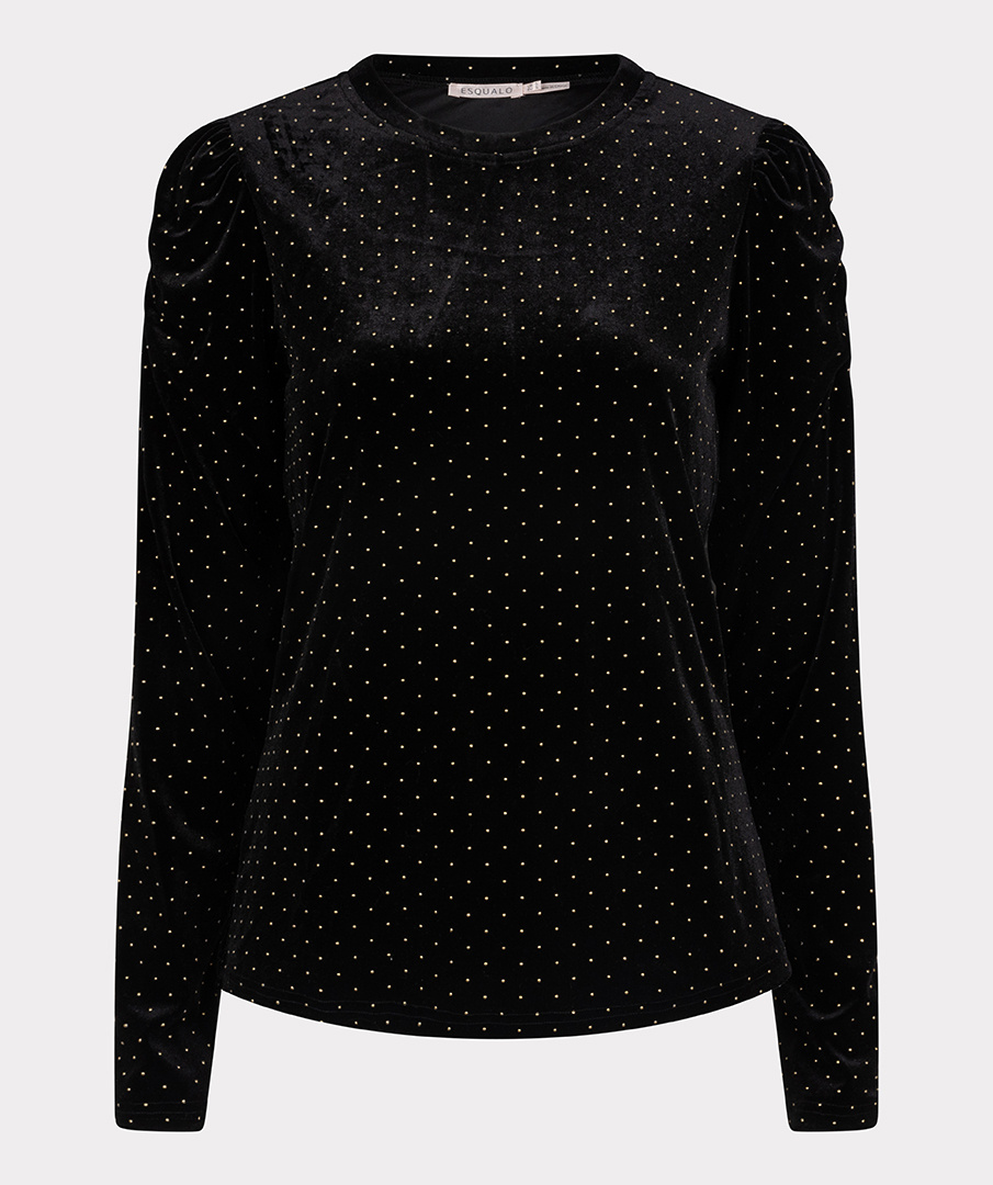 ESQUALO W23.05701 Top velvet studs black