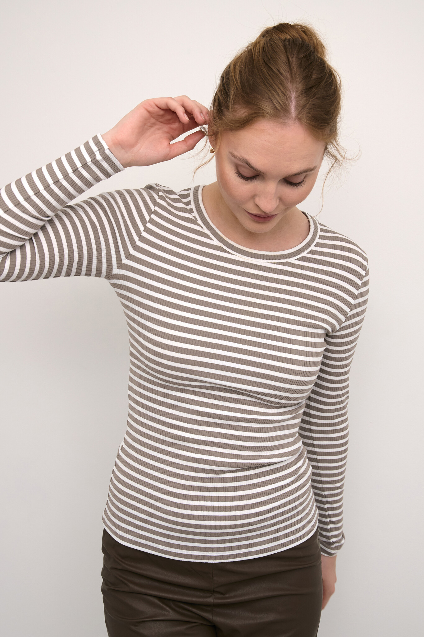 CULTURE 50110266 Cudolly ls t-shirt falcon/white strip