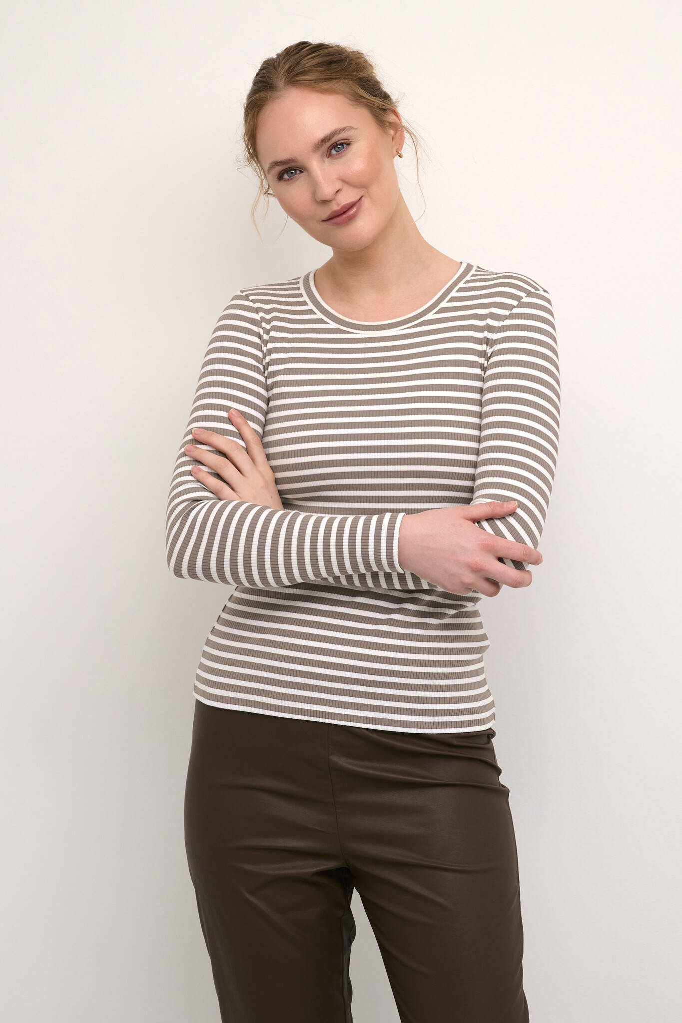 CULTURE 50110266 Cudolly ls t-shirt falcon/white strip