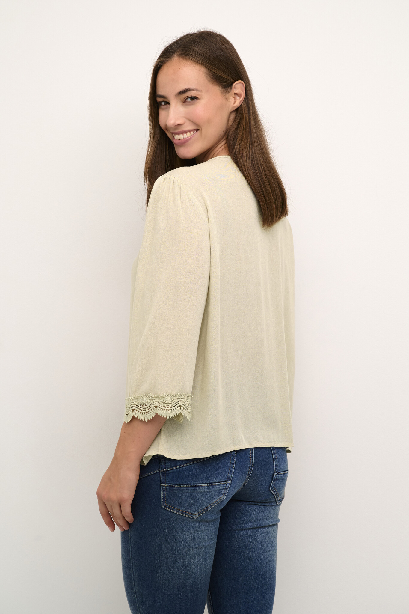 CREAM 10612186 Crbea 3/4 sleeve lace blouse feather gray