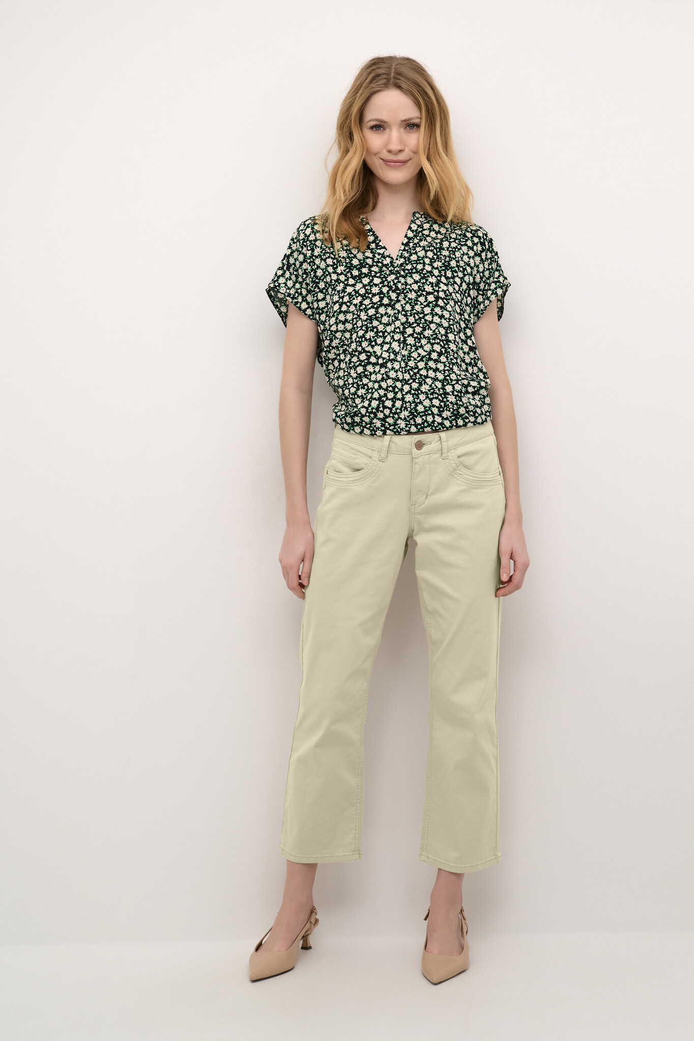 CREAM 10612168 Crann 7/8 straight leg twill -coco fit feather gray