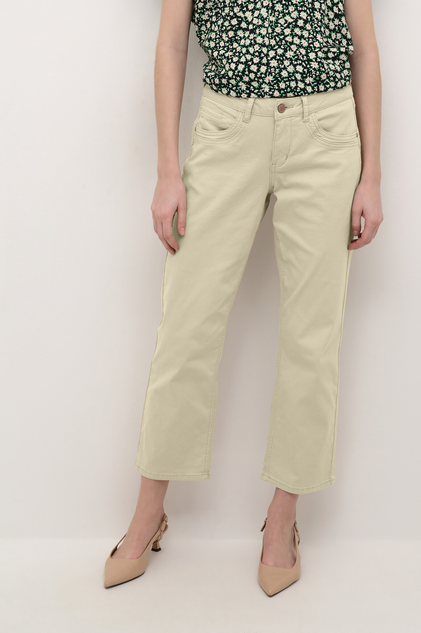 CREAM 10612168 Crann 7/8 straight leg twill -coco fit feather gray