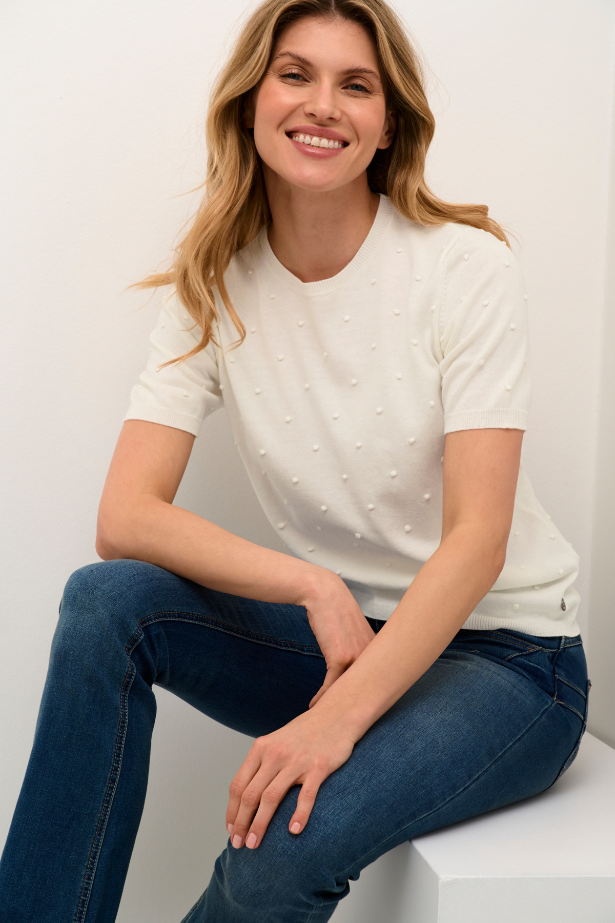 CREAM 10611095 Crhanne knit pullover eggnog