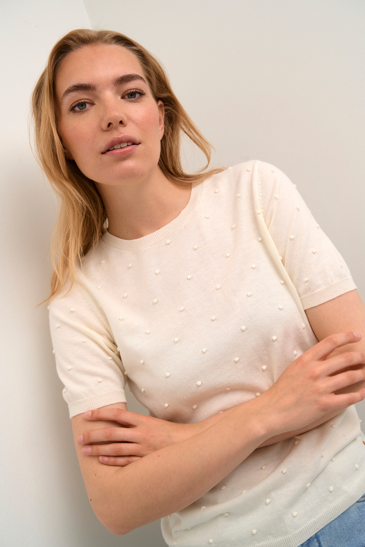 CREAM 10611095 Crhanne knit pullover eggnog