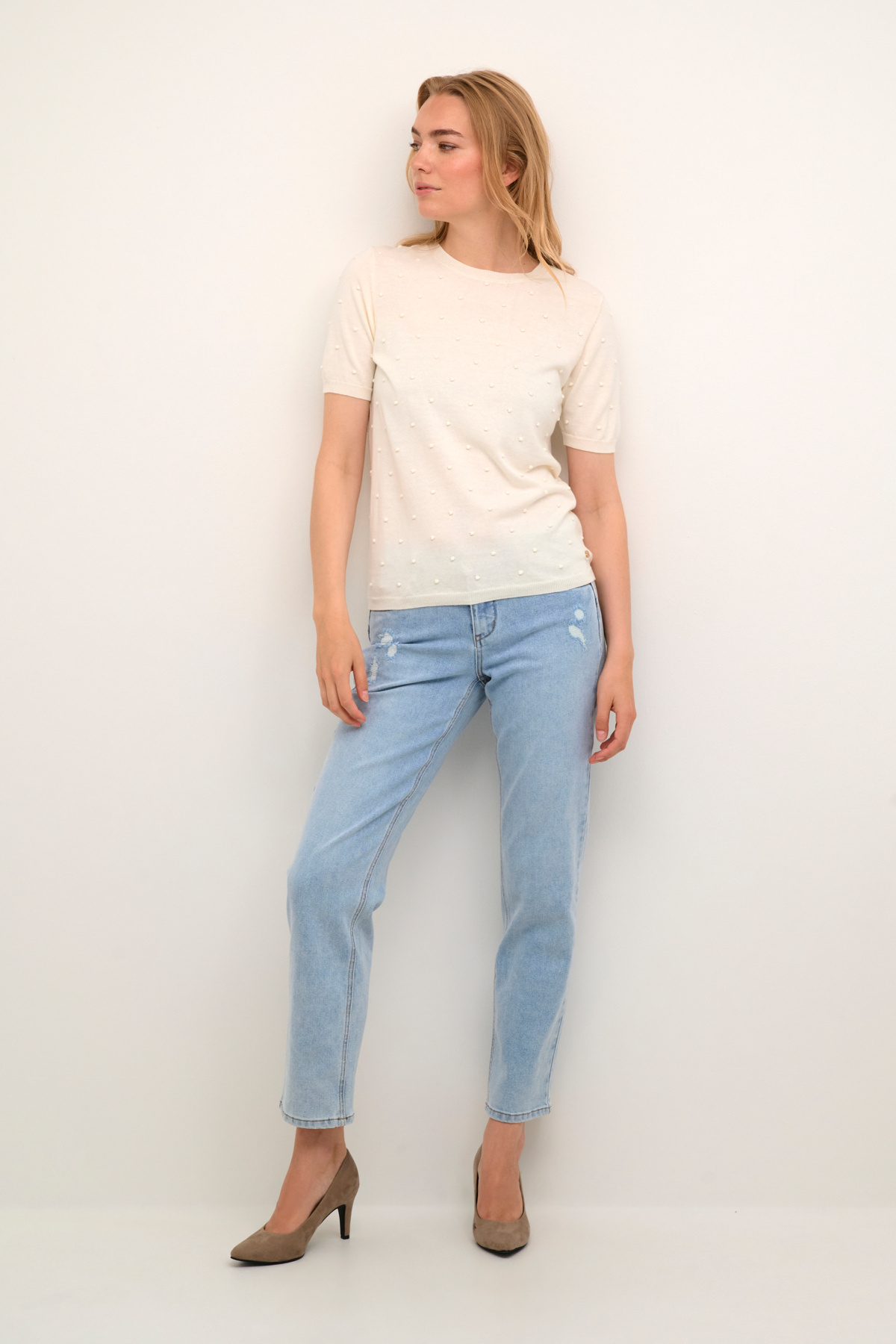 CREAM 10611095 Crhanne knit pullover eggnog