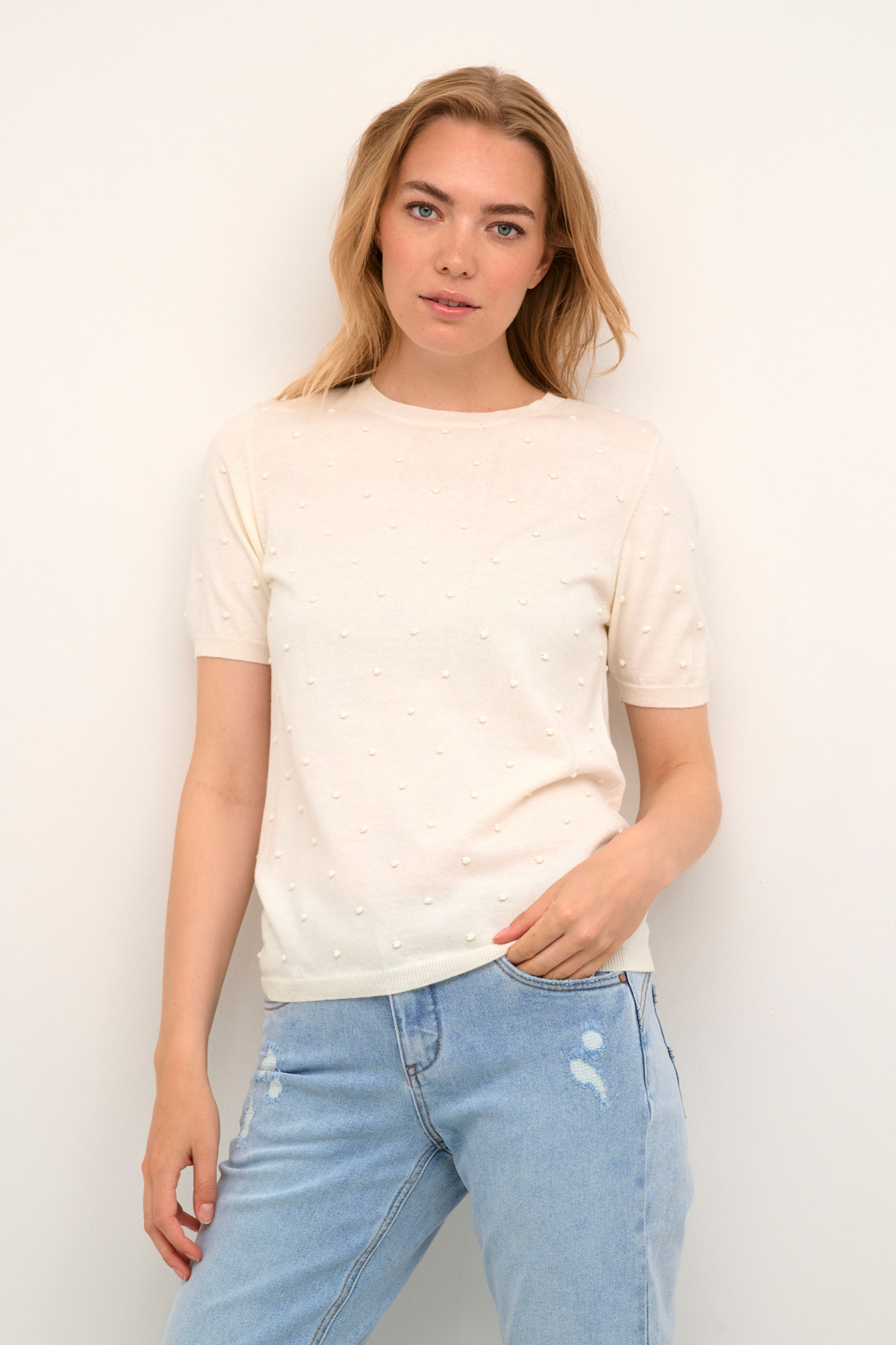 CREAM 10611095 Crhanne knit pullover eggnog