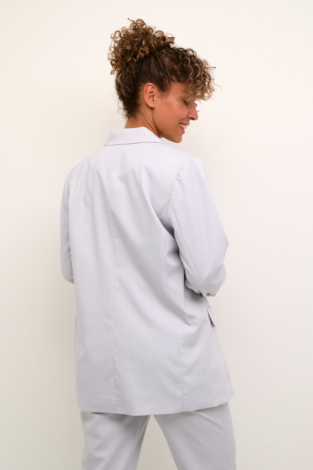 CREAM 10612353 Crcocamia melange long blazer micro chip mela