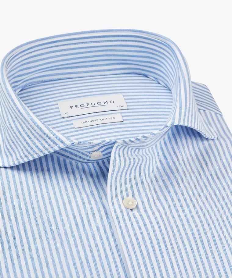 PROFUOMO JAPANESE KNITTED OVERHEMD GESTREEPT PP2HC10008