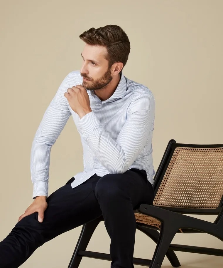 PROFUOMO JAPANESE KNITTED OVERHEMD GESTREEPT PP2HC10008