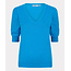 ESQUALO SP24.07003 Sweater v/neck gathering slve blue