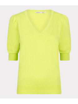 ESQUALO SP24.07003 Sweater v/neck gathering slve lime