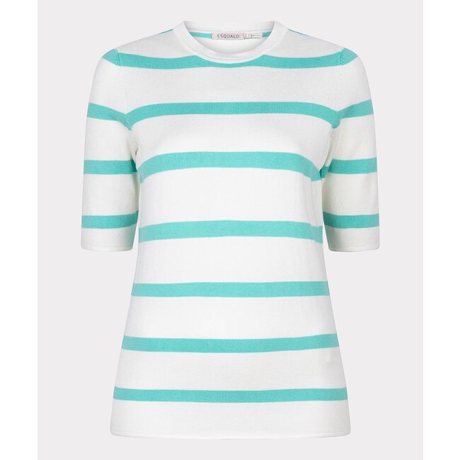 ESQUALO SP24.07025 Sweater striped pool blue