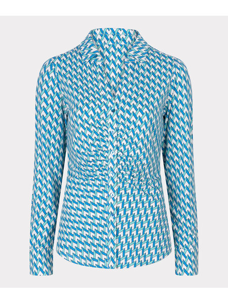 ESQUALO SP24.30010 Blouse gathering bayside print print