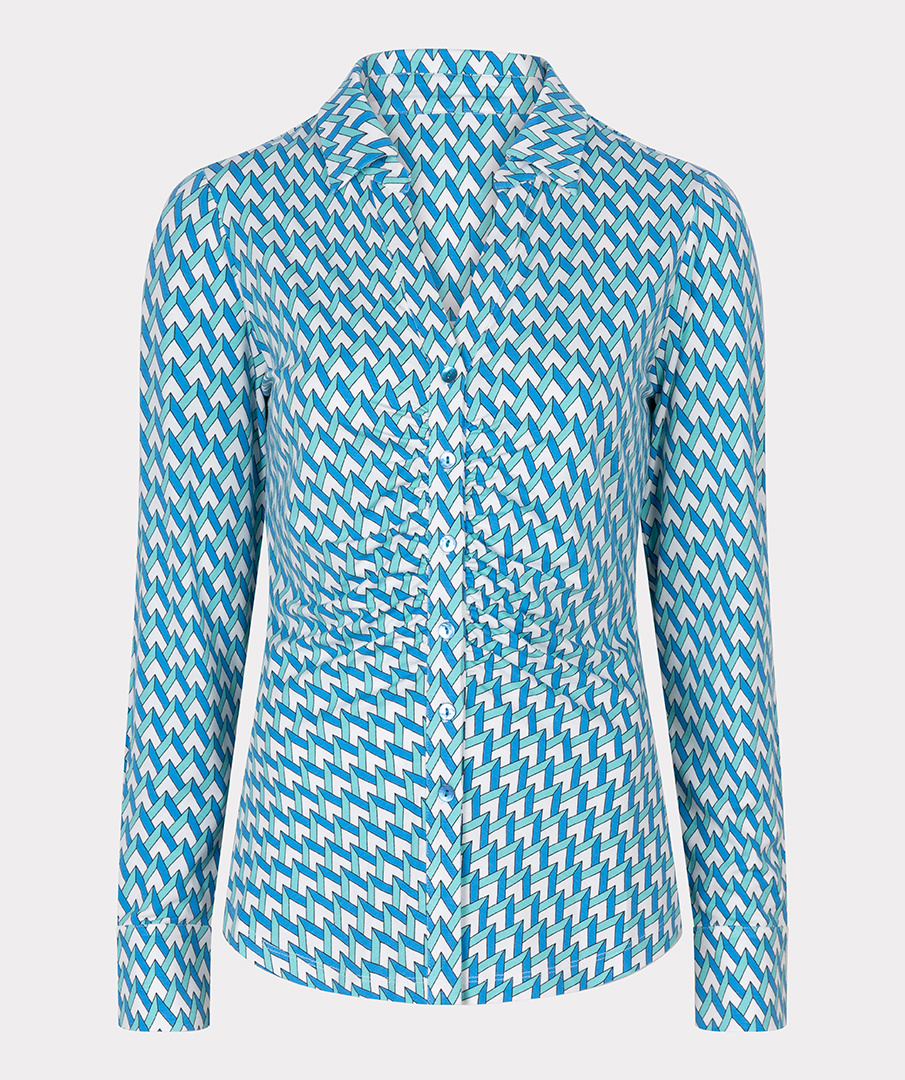 ESQUALO SP24.30010 Blouse gathering bayside print print