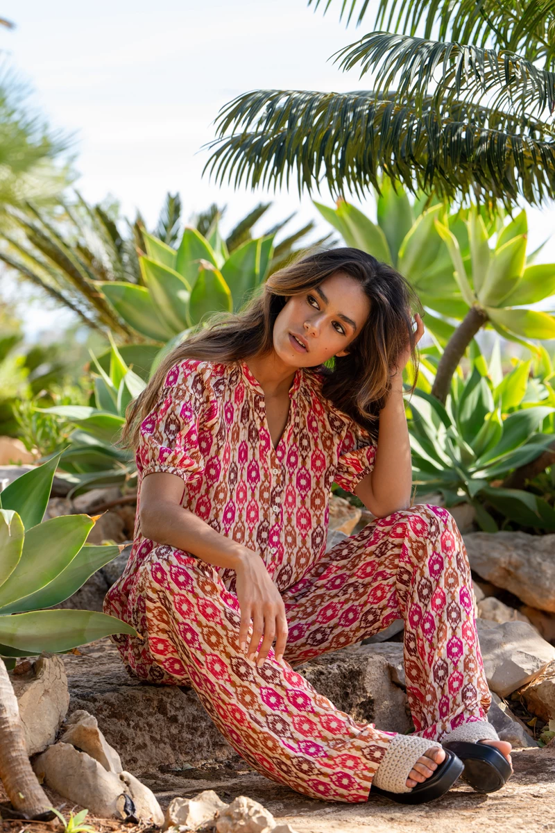 GEISHA 41218-20 Pants sand/brown/fuchsia