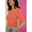 GEISHA 44041-14 Top knit short sleeves stripes orange/red/sand