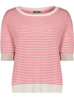 GEISHA 44061-70 Pullover strip short sleeve off-white/raspberry