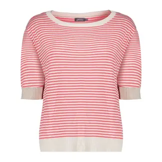 GEISHA 44061-70 Pullover strip short sleeve off-white/raspberry