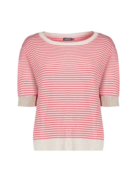 GEISHA 44061-70 Pullover strip short sleeve off-white/raspberry