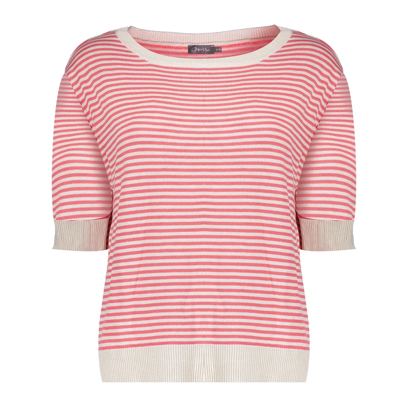 GEISHA 44061-70 Pullover strip short sleeve off-white/raspberry
