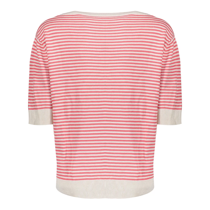 GEISHA 44061-70 Pullover strip short sleeve off-white/raspberry