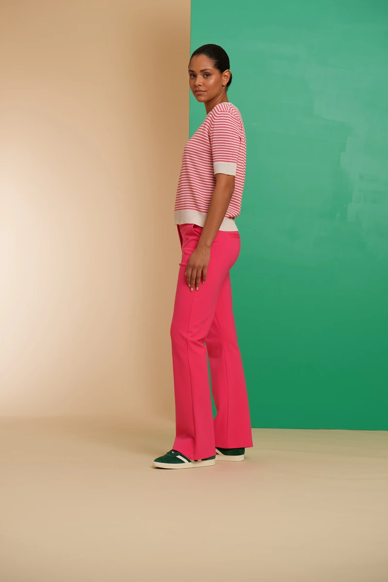 GEISHA 44061-70 Pullover strip short sleeve off-white/raspberry