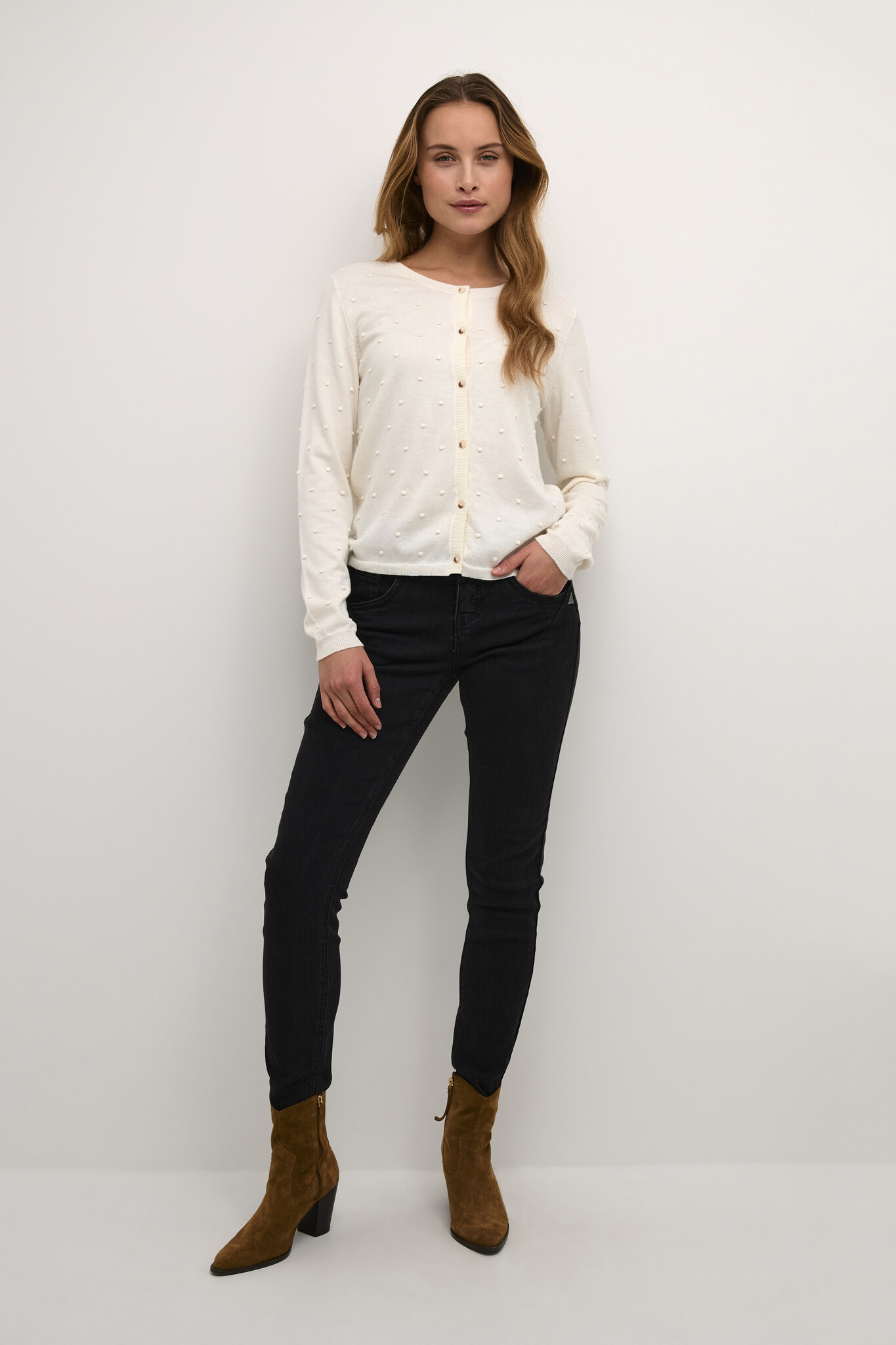 CREAM 10612551 Crhanne knit cardigan eggnog