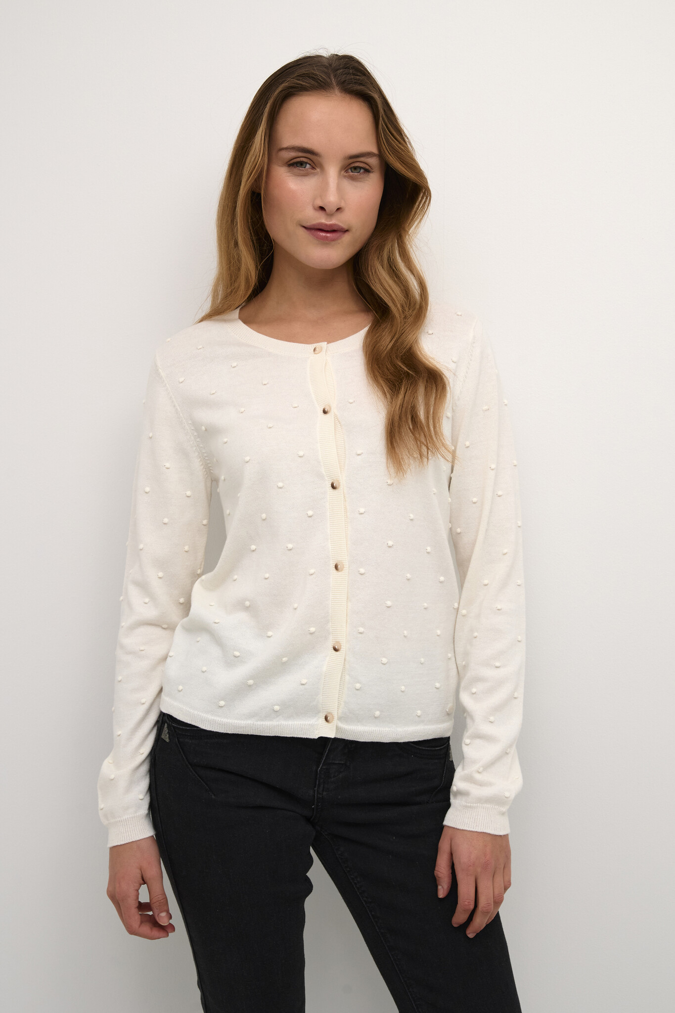 CREAM 10612551 Crhanne knit cardigan eggnog