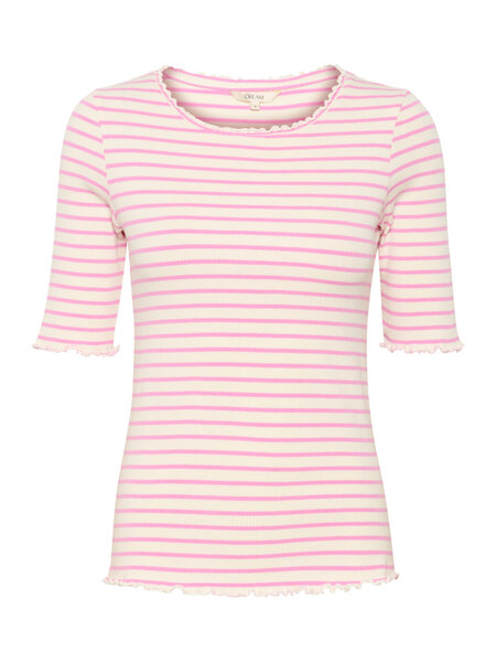 CREAM 10612457 Crribba s/s stripe blouse white w. pink str