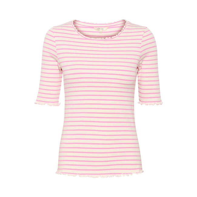 CREAM 10612457 Crribba s/s stripe blouse white w. pink str
