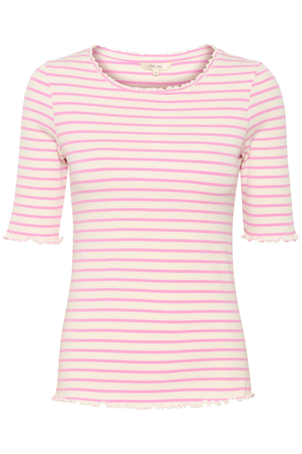 CREAM 10612457 Crribba s/s stripe blouse white w. pink str