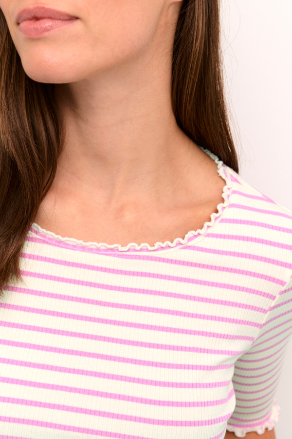 CREAM 10612457 Crribba s/s stripe blouse white w. pink str